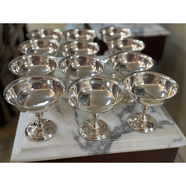Mid 20th Century Silver Plate Coupes Set of 12 For Sale - Image 4 of 9