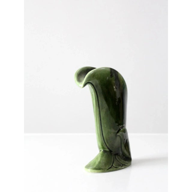 Green Vintage Ceramic Leaf Vase For Sale - Image 8 of 11