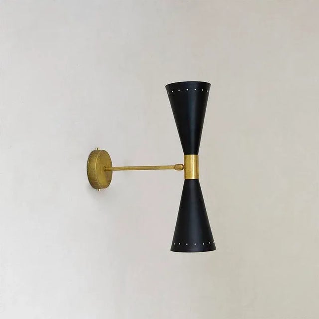 Mid-Century Modern Italian Brass Wall Lamps, 1950s, Set of 2 For Sale - Image 3 of 5