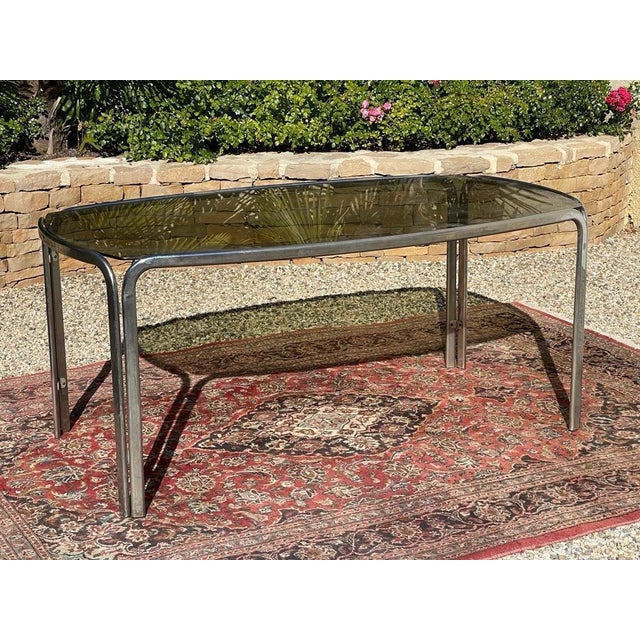 Dining Table with Smoked Glass Top, 1970s For Sale - Image 9 of 9