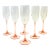 Late 20th Century Boho Chic Pink Stem Champagne Flutes - Set of 6 For Sale
