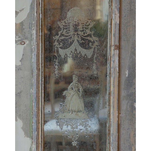 Italian Pair of 19th Century Italian Engraved Mirrors with Original Paint For Sale - Image 3 of 12