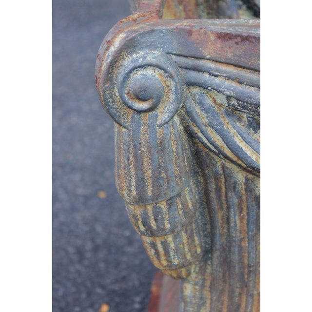 Neoclassical Style Pair Of Cast Iron Garden Planters Or Pedestal Bases For Sale - Image 10 of 16