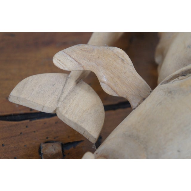 Vintage Hand Carved Teak Humpback & Sperm Whale Statues Sculpture Figruines- Set of 2 For Sale - Image 12 of 12