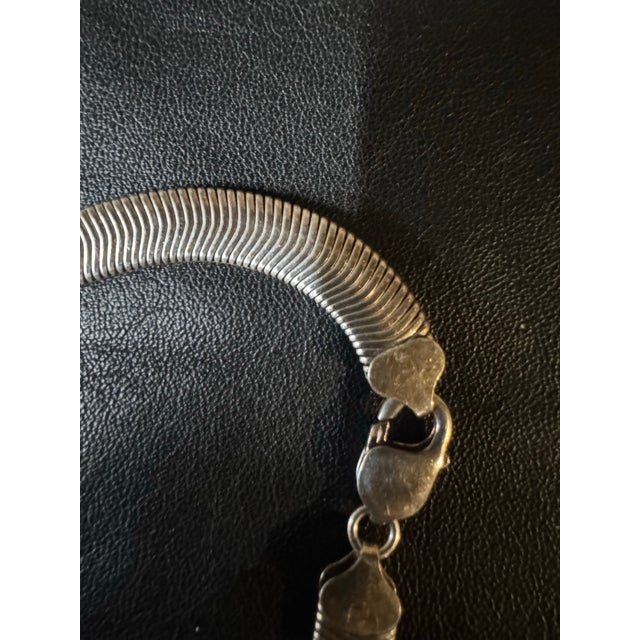 Vintage Italian Snake Chain Staring Silver Necklace For Sale In New York - Image 6 of 9