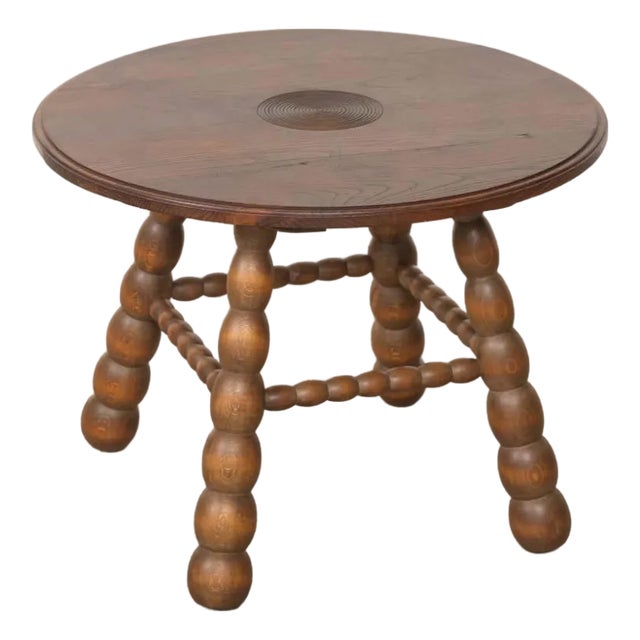 1940s French Bobbin Wood Table by Charles Dudouyt For Sale