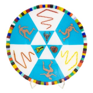 Signed Postmodern Fused Art Glass Plate For Sale