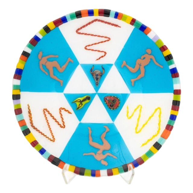 Signed Postmodern Fused Art Glass Plate For Sale