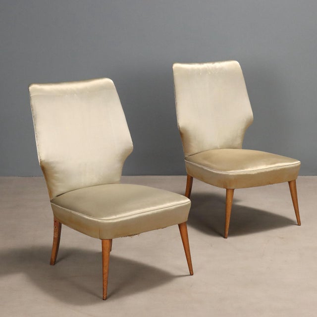 Vintage Chairs in Beech and Fabric, 1950s, Set of 2 For Sale - Image 10 of 10
