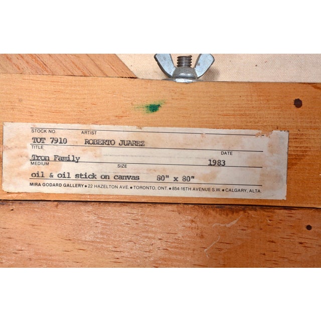 Roberto Juarez, Large Colorful 1983 Neo Expressionist Roberto Juarez Oil Painting Tron Family, 1983 For Sale In Miami - Image 6 of 18