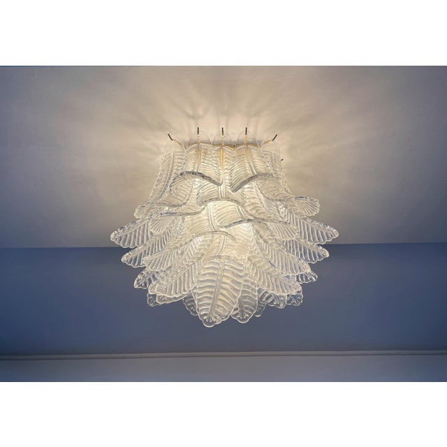 Murano Chandelier with 32 Transparent Felci Glasses, 1990 For Sale - Image 12 of 14