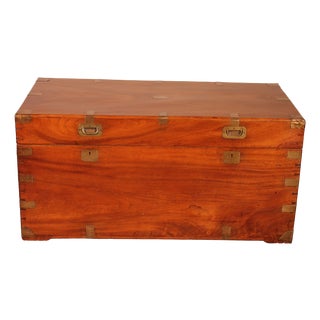 Camphor Wood Marine Chest with Double Locks and Camphor Wood Top, 19th Century For Sale