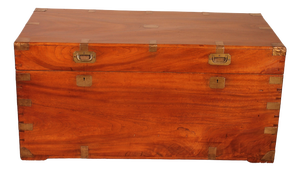 Camphor Wood Marine Chest with Double Locks and Camphor Wood Top, 19th Century