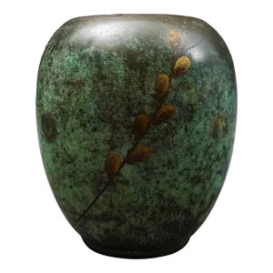 Early 19th Century Wmf Ikora Germany Paul Haustein Art Deco Patinated Bronze Willow Branch Vase