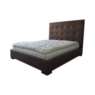 Leather Tufted Headboard and Frame For Sale