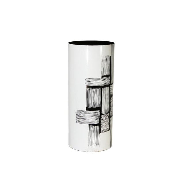 Mid-Century Modern Mid-Century Italian Black and White Enameled Copper Umbrella Stand, 1960s For Sale - Image 3 of 7