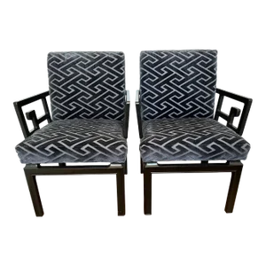 Mid Century Modern Michael Taylor for Baker Chevron Arm Chairs -A Pair