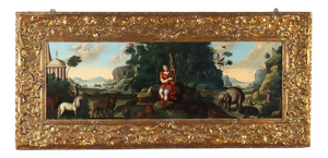 Orpheus Enchants the Animals, 1700s, Oil on Panel, Framed