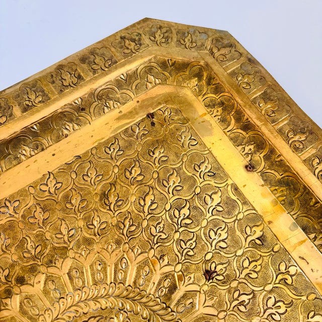 Large 13" Square Etched Brass Tray For Sale In San Francisco - Image 6 of 9