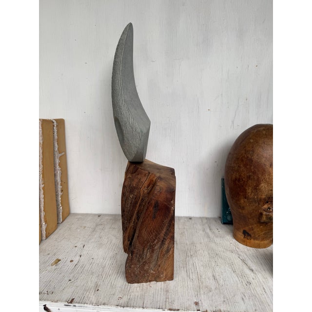 A striking example of vintage modern design, this abstract minimalist sculpture is a two-piece composition that...