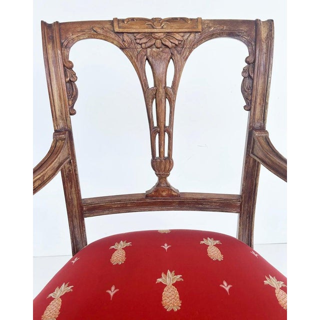 Antique Carved Venetian Plastered Wood Armchairs With Pineapple Seats For Sale - Image 11 of 12