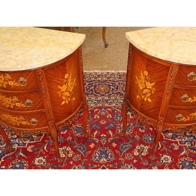 Pair of Early 20th Century Marble Top Louis XV French Style Commode Nightstands For Sale - Image 11 of 15