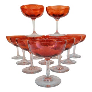 Crystal Champagne Glasses, Set of 12 For Sale