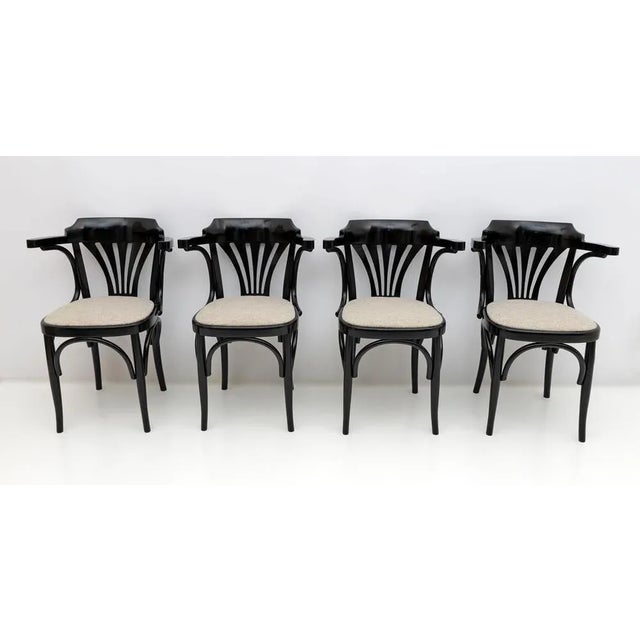 Mid-Century Modern French Ebonized Beech Bistro Chairs, 1970s, Set of 4 For Sale - Image 9 of 9
