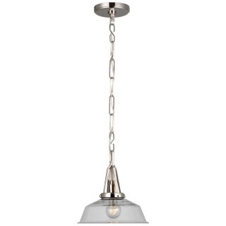 Chapman & Myers for Visual Comfort Signature Layton 10" Pendant in Polished Nickel with Clear Glass For Sale