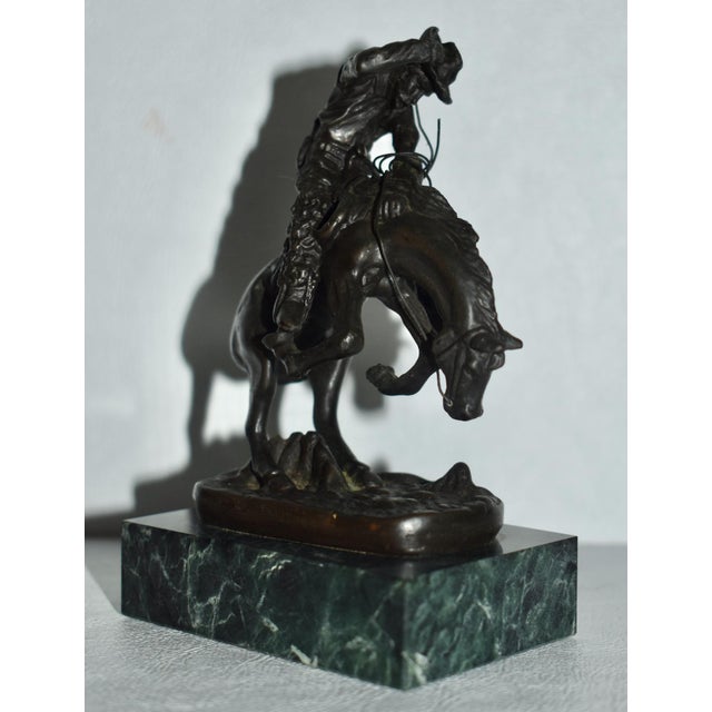 Miniature Frederic Remington Rattlesnake Bronze Sculpture Green Marble Base Mini For Sale In Philadelphia - Image 6 of 18