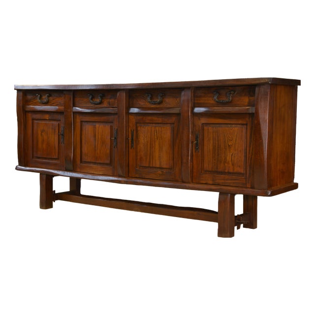 Brutalist Elm Sideboard by Aranjou, 1950s For Sale