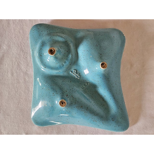 MCM Atomic Ufo Stingray Turquoise Ceramic Ashtray For Sale - Image 4 of 5