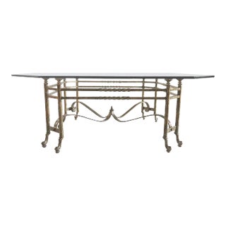 French Wrought Iron Glass Top Coffee Table – Attributed to Poillerat For Sale