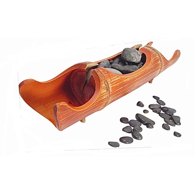 Isamu Noguchi 1950s Mid-Century Modern Long Footed Organic Orange Bamboo Tiki Ikebana Vase For Sale - Image 4 of 8