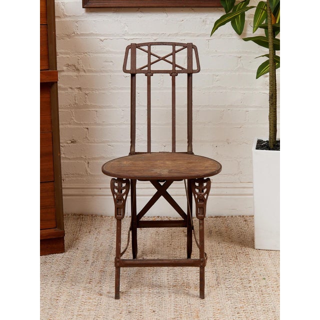 1920s Art Deco Cast Metal Folding Chair For Sale - Image 4 of 9
