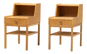 Vintage Swedish Oak Bedside Tables, 1960s, Set of 2