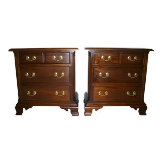 Stickley Chippendale 4 Drawer Mahogany Nightstands - a Pair For Sale