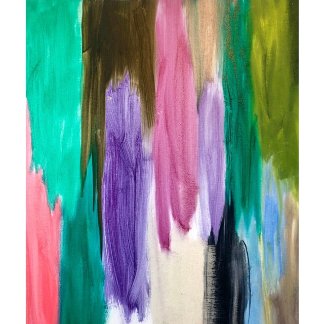 2000 - 2009 Austrian Contemporary Abstract Expressionist Painting Vertical Lines of Color 2008 For Sale - Image 5 of 7