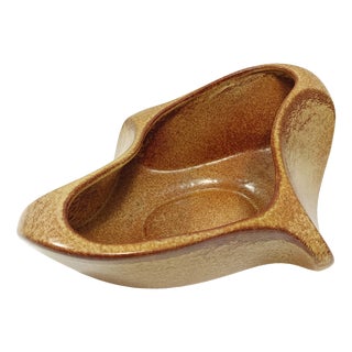 Brown Glazed Ceramic Trinket Bowl attributed to Bertoncello, 1970s For Sale