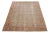 A hand-knotted wool antique Mahal distressed rug showcases an all-over design with beige, peach, and red accents on a blue...