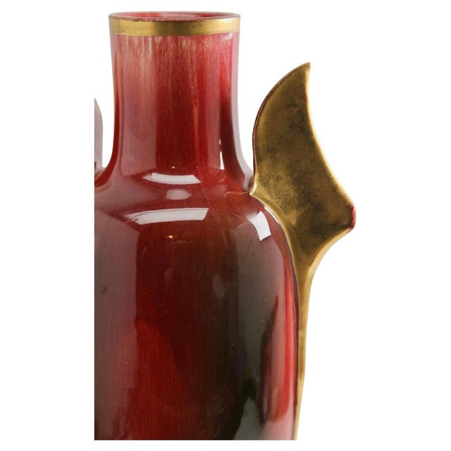 Art Nouveau Majolica Glazed Vase with Handles from Massier, 1890s For Sale - Image 3 of 12