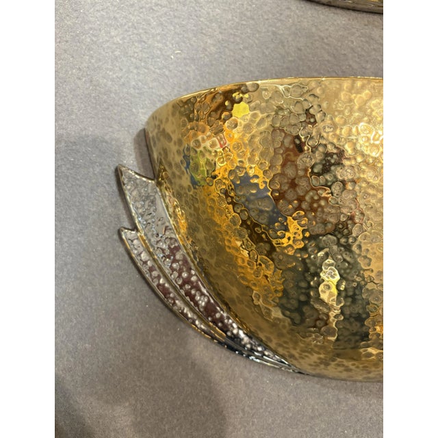 This pair of ceramic appliques is a small jewel of Italian craftsmanship. The ceramic is hammered and then coated in pure...