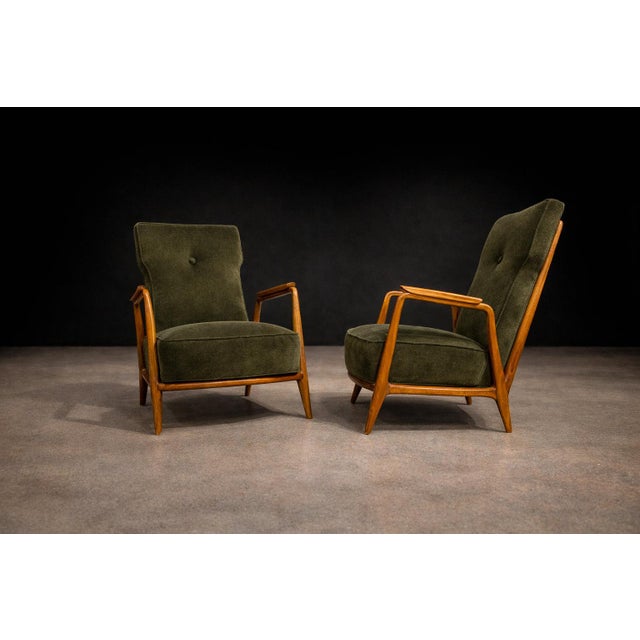 Giuseppe Scapinelli Pair of Armchairs in Pau Marfim & Olive Green Mohair, Giuseppe Scapinelli, Brazil, 1950s — Lot 196-584 For Sale - Image 4 of 17
