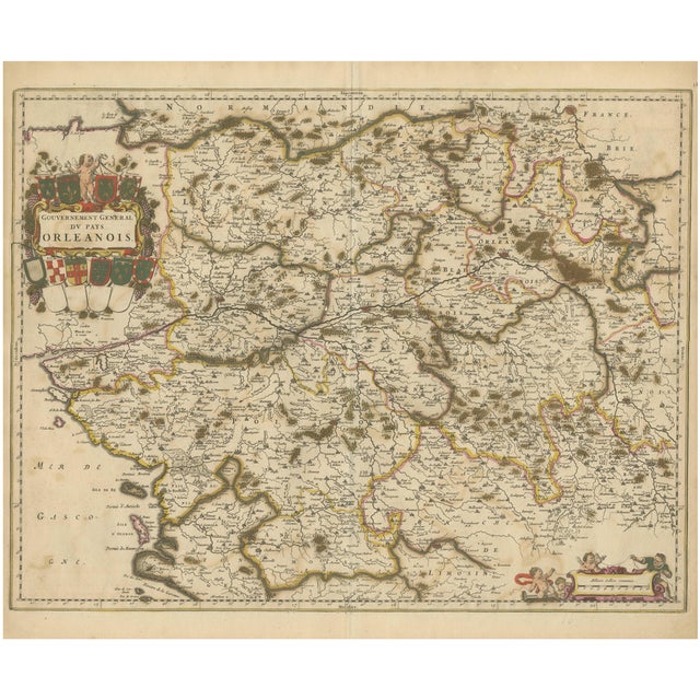 Map of Orléanais in France by Frederik De Wit, 1688 For Sale
