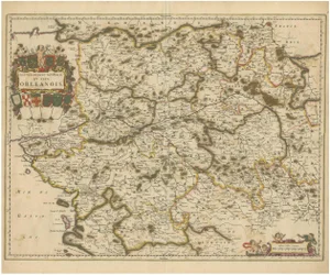 Map of Orléanais in France by Frederik De Wit, 1688