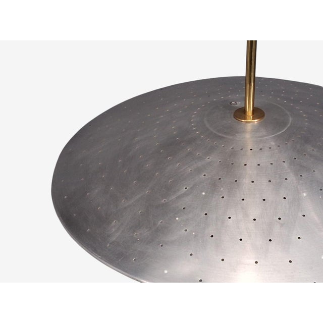 Brass Edward Wormley Attr., Large Perforated Chandelier, Brass, Lacquered Metal, Usa, 1950s For Sale - Image 8 of 12