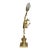 Fulvio Bianconi Style Murano Blue Art Neoclassical Gilt Mercury/Hermes Figural Newel Floor Lamp With Frosted Flame Shade For Sale
