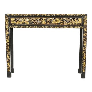 Chinese Antique Parcel-Gilt Black Altar Console Table For Sale