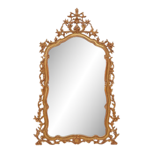 French Louis XV Style Giltwood Wall Mirror, 56”h