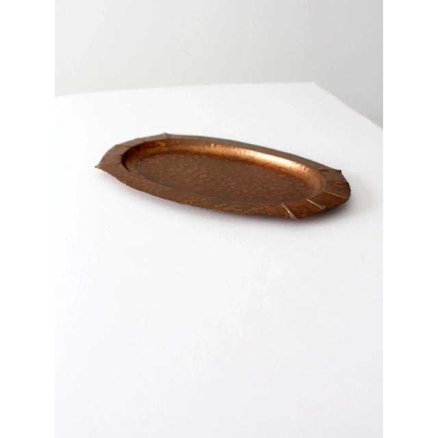 Rustic Mid-Century Hammered Copper Tray For Sale - Image 3 of 9